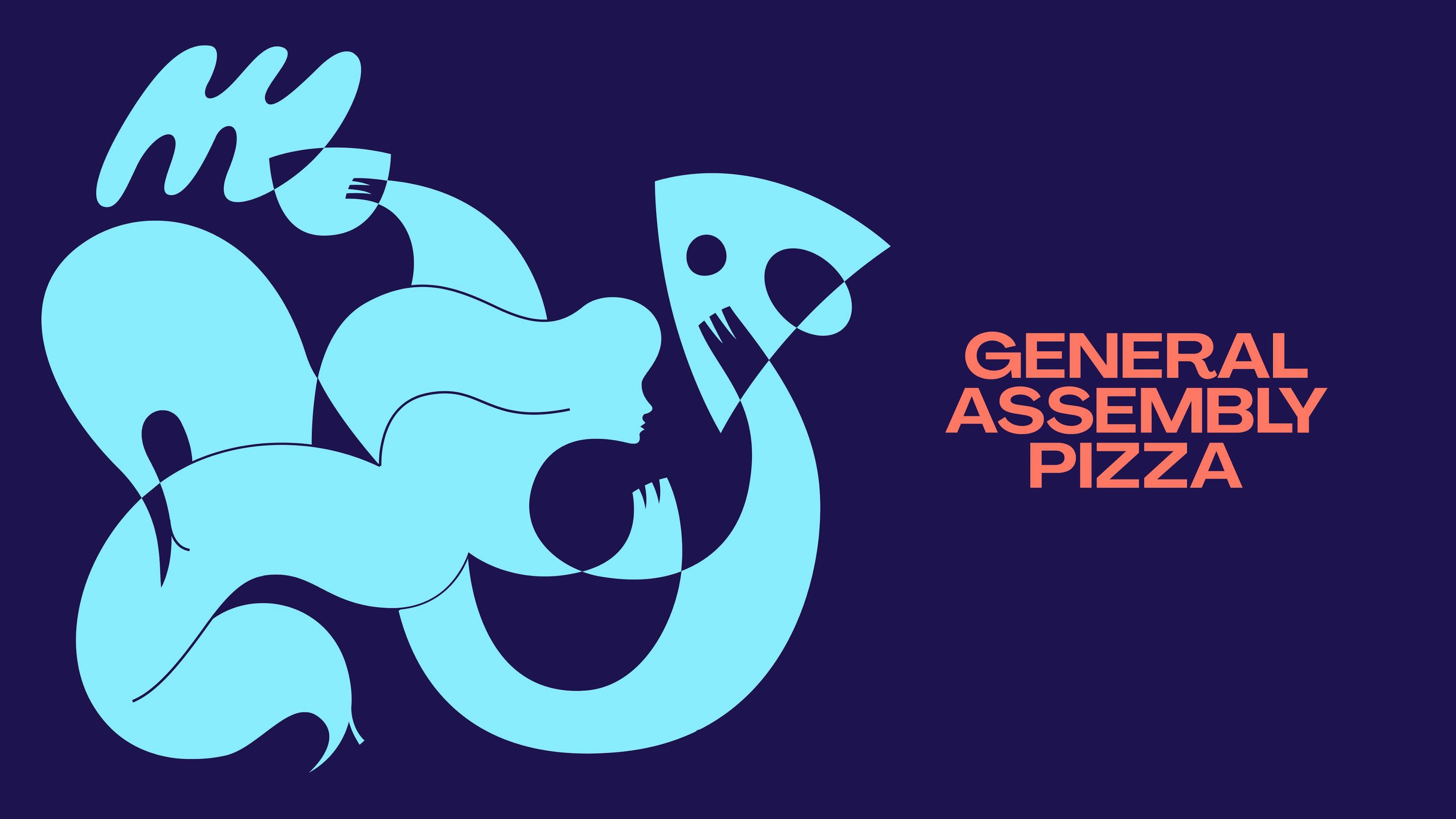 Brand identity for General Assembly Pizza.